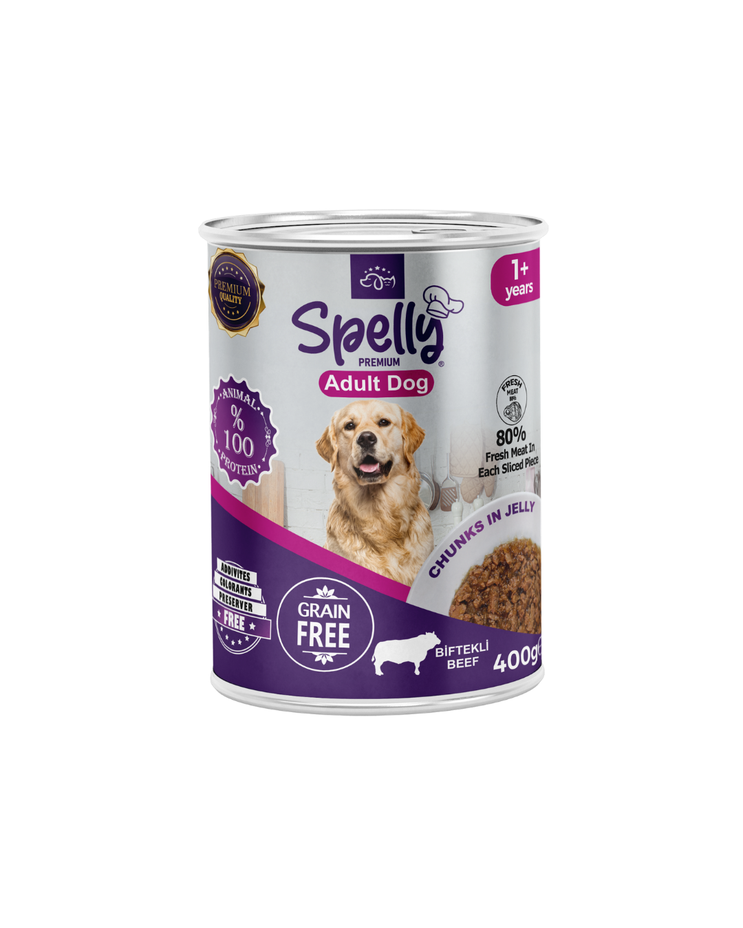 SPELLY YETİŞKİN KÖPEK YAŞ MAMASI BİFTEKLİ 400 GR x 12 ADET
