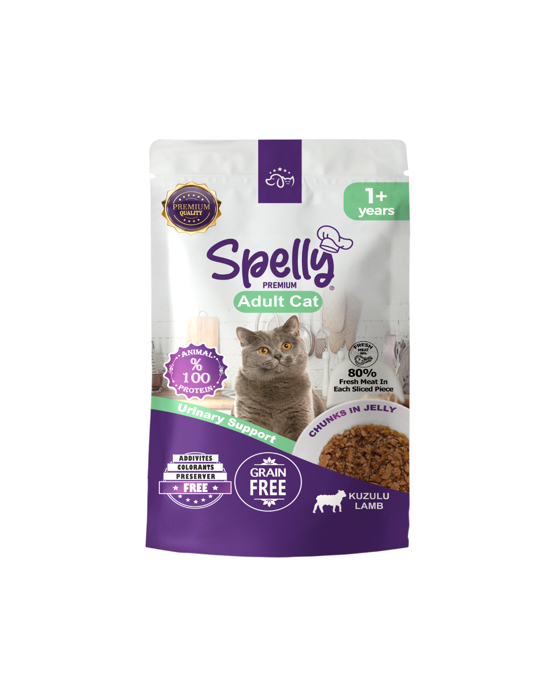 SPELLY YETİŞKİN KEDİ YAŞ MAMASI KUZULU 85 GR x 24 ADET