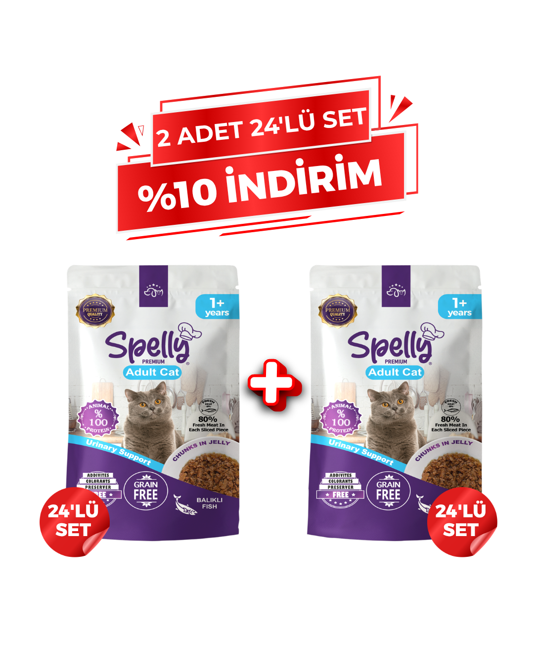 Spelly Yetişkin Kedi Yaş Maması Balıklı- (2x24'lü Set)