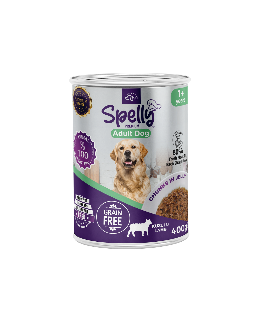 SPELLY YETİŞKİN KÖPEK YAŞ MAMASI KUZULU 400 GR x 12 ADET
