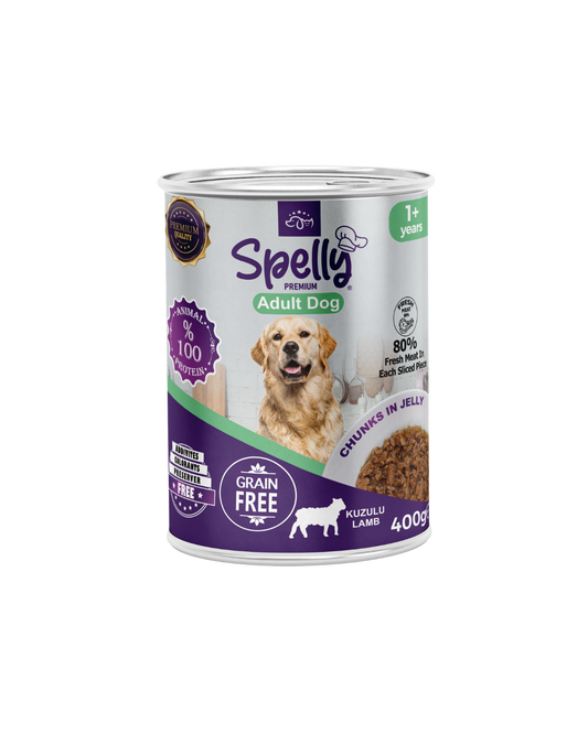 SPELLY YETİŞKİN KÖPEK YAŞ MAMASI KUZULU 400 GR x 12 ADET