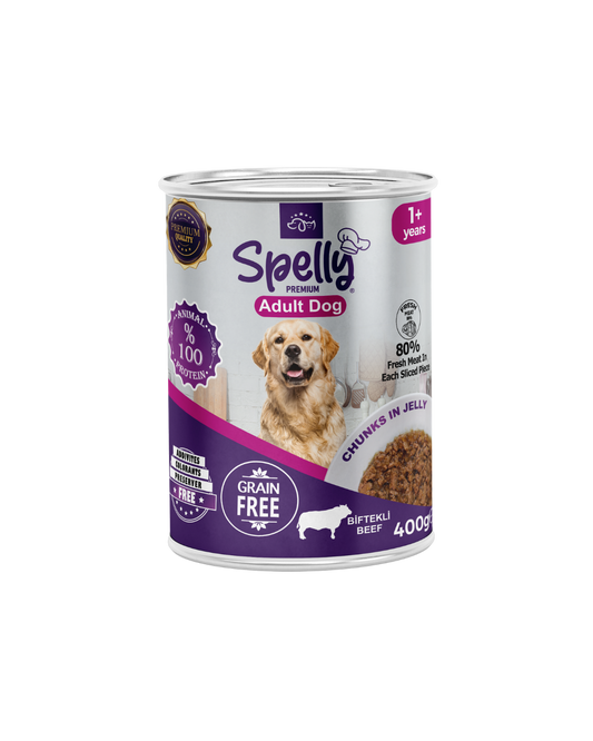 SPELLY YETİŞKİN KÖPEK YAŞ MAMASI BİFTEKLİ 400 GR x 12 ADET