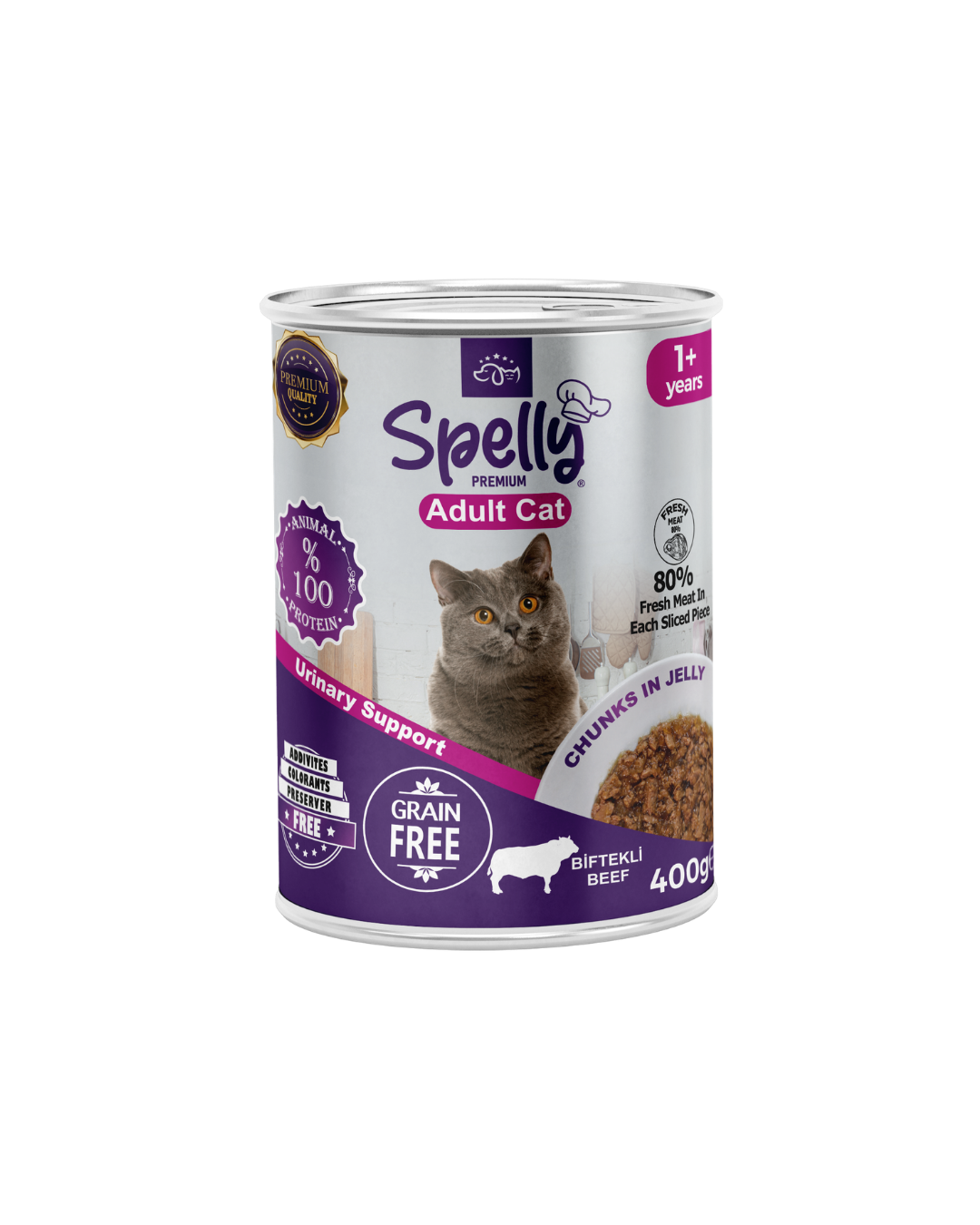 SPELLY YETİŞKİN KEDİ YAŞ MAMASI BİFTEKLİ 400 GR x 12 ADET