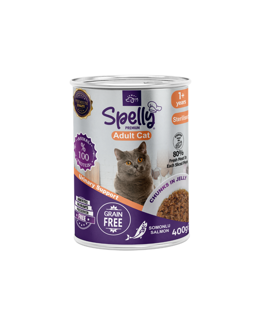 SPELLY KISIR KEDİ YAŞ MAMASI SOMONLU 400 GR x 12 ADET