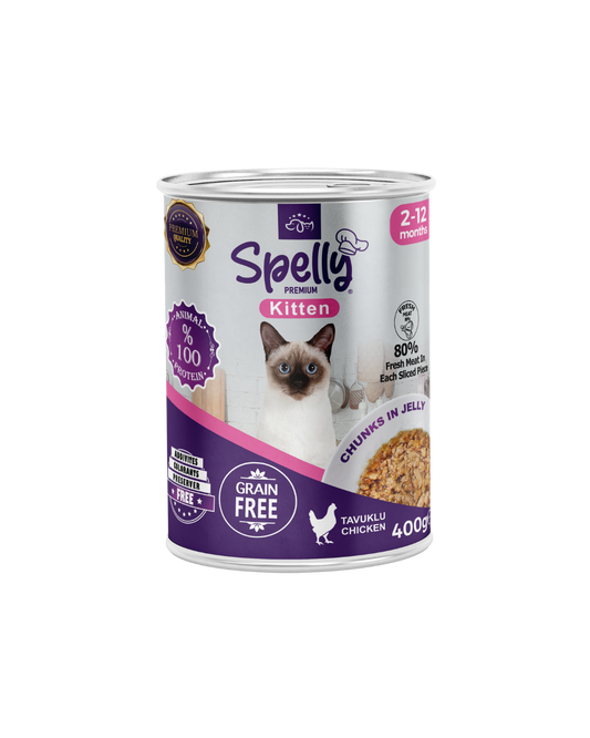 SPELLY YAVRU KEDİ YAŞ MAMASI TAVUKLU 400 GR x 12 ADET