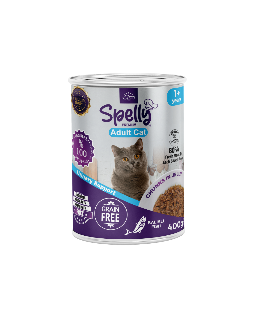 SPELLY YETİŞKİN KEDİ YAŞ MAMASI BALIKLI 400 GR x 12 ADET
