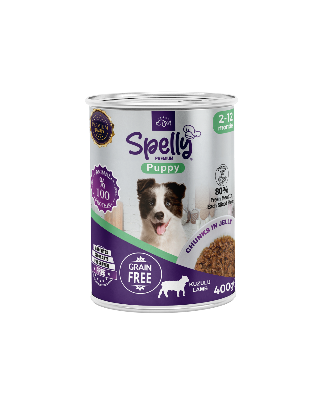 SPELLY YAVRU KÖPEK YAŞ MAMASI KUZULU 400 GR x 12 ADET