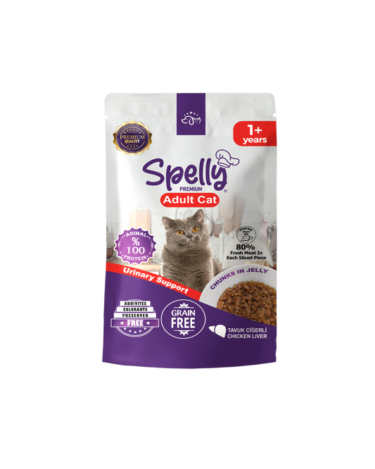 SPELLY YETİŞKİN KEDİ YAŞ MAMASI TAVUKLU CİĞERLİ 85 GR x 24 ADET