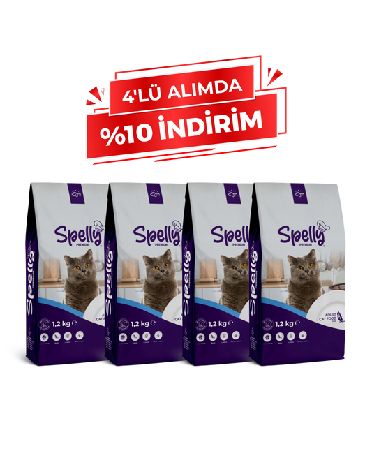 Spelly Yetişkin Kedi Maması Balıklı 1,2 kg x 4 Adet - Toplam 4,8 kg