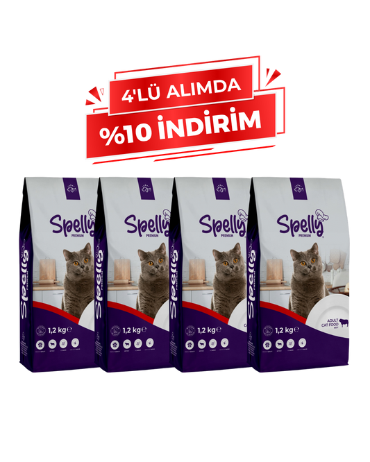 Spelly Yetişkin Kedi Maması Biftekli 1,2 kg x 4 Adet - Toplam 4,8 kg
