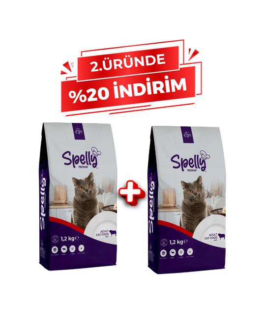 Spelly Yetişkin Kedi Maması Biftekli 1,2 kg x 2 Adet - Toplam 2,4 kg