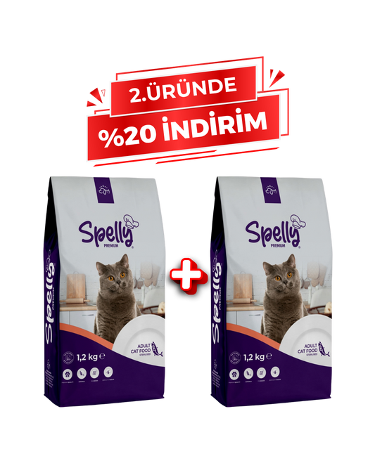Spelly Yetişkin Kedi Maması Steril 1,2 kg x 2 Adet - Toplam 2,4 kg