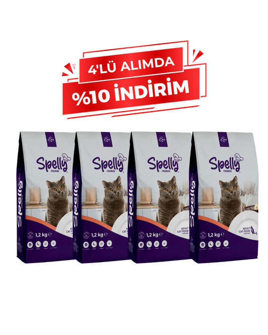 Spelly Yetişkin Kedi Maması Steril 1,2 kg x 4 Adet - Toplam 4,8 kg