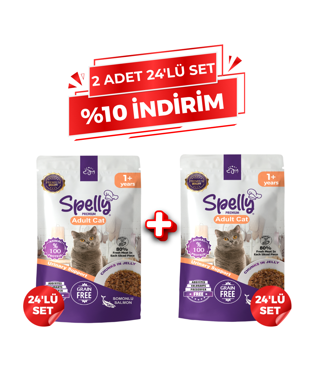 Spelly Kısır Kedi Yaş Maması Somonlu- (2x24'lü Set)