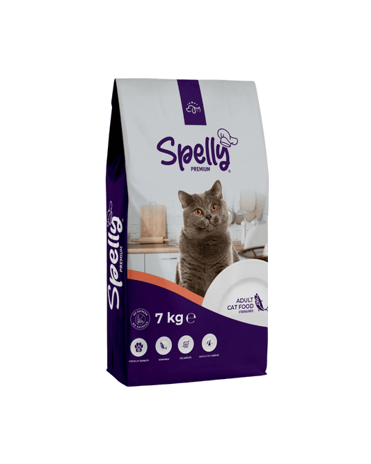 SPELLY YETİŞKİN KEDİ MAMASI STERİL SOMONLU 7 KG