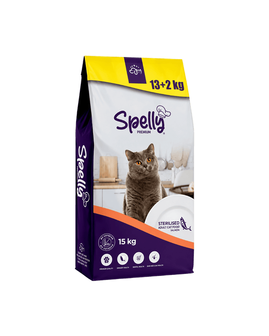 SPELLY YETİŞKİN KEDİ MAMASI KISIRLAŞTIRILMIŞ SOMONLU 15KG