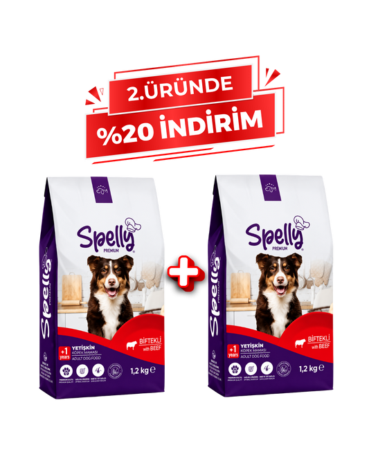 Spelly Yetişkin Köpek Maması Biftekli 1,2 kg x 2 Adet - Toplam 2,4 kg